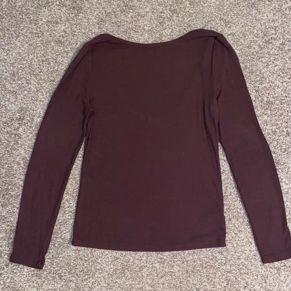 NUUDS Slinky Rib with low back in Coffee Long Sleeve Top